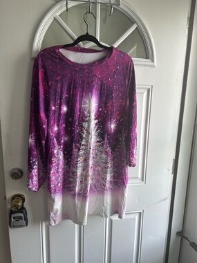 Private Label Purple radiant Long Sleeve Holiday Tree Top. S1